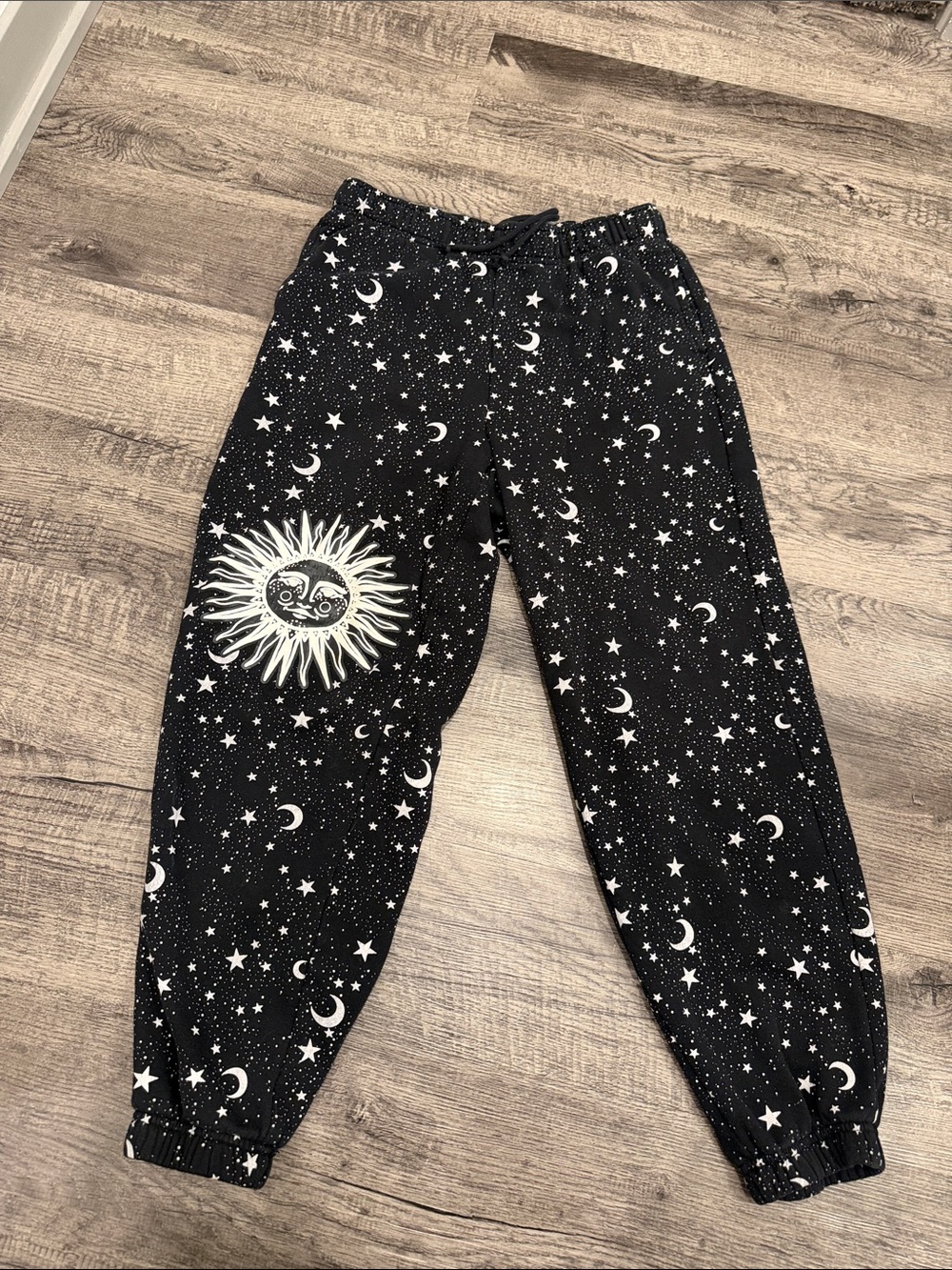 PacSun Black Joggers with White Moon & Sun Print